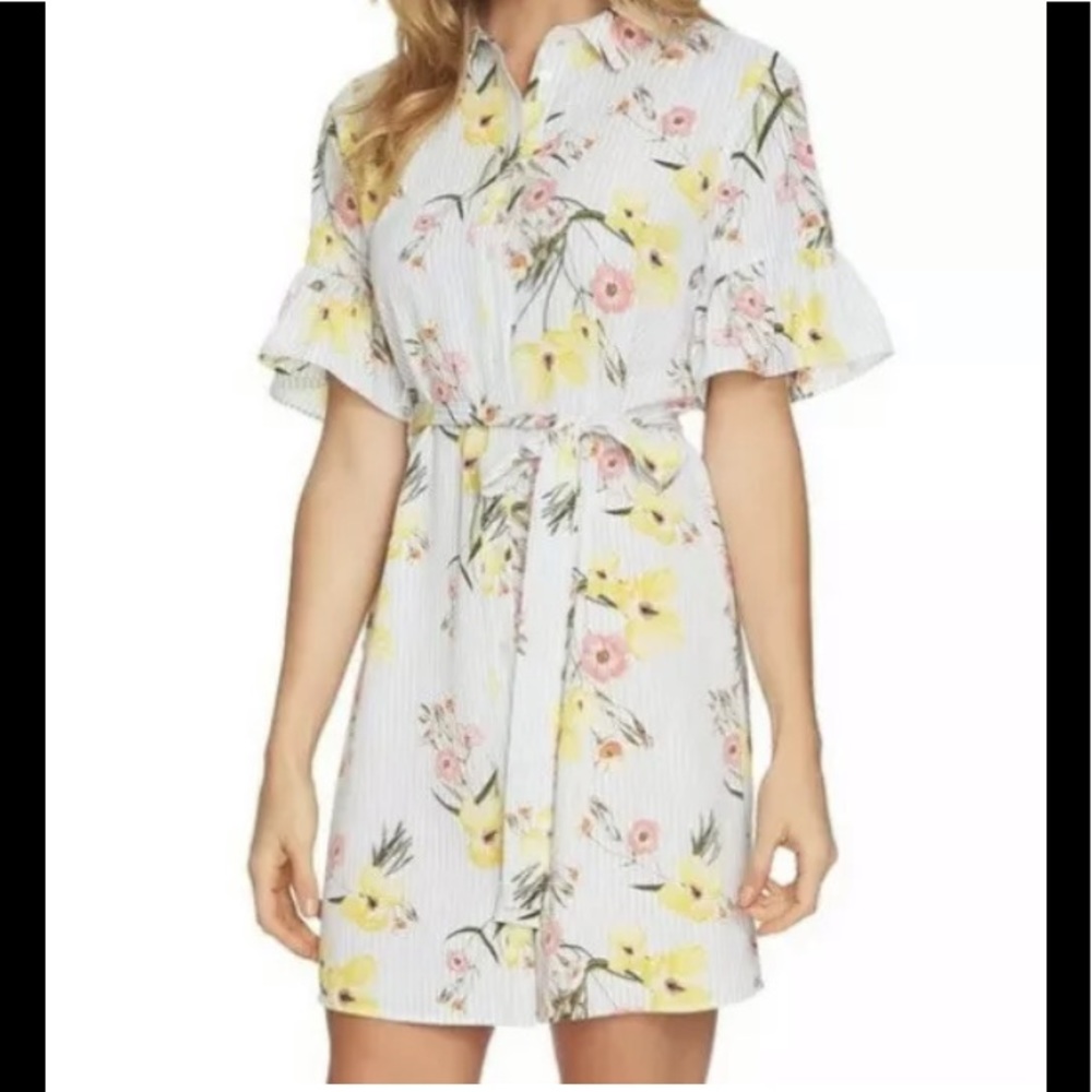 Cece botanical bloom belted shirt dress 4
